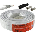 Coax cable 90dB, 25m + 2 x F connectors + 1 x protective cap
