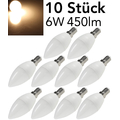 LED Kerzenlampe 6W E14 warmweiß 3000K (10 Stück)